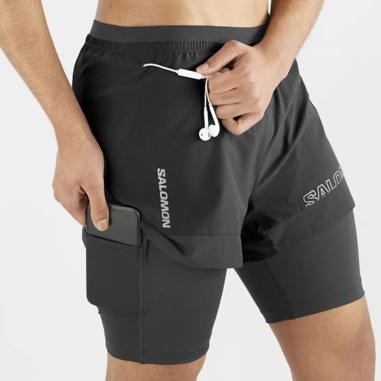 Black Salomon Cross 2in1 Men's Shorts | IE ZG1507